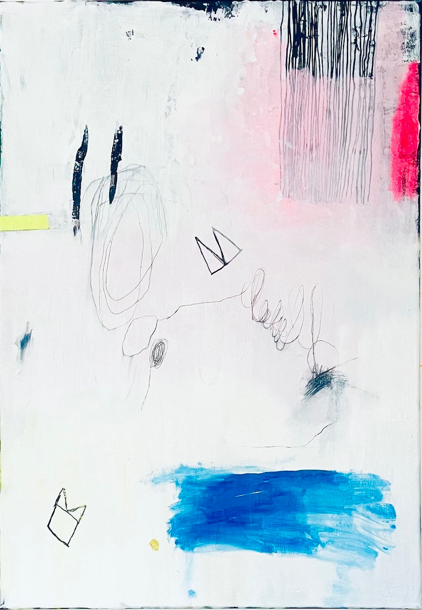 Ein blaues Fischstäbchen im Eismeer die Garnele ist schon ganz rot vor Kälte dieTiefseegrabungen haben gerade begonnen und wirbeln rosa Nebel auf (kritisch)