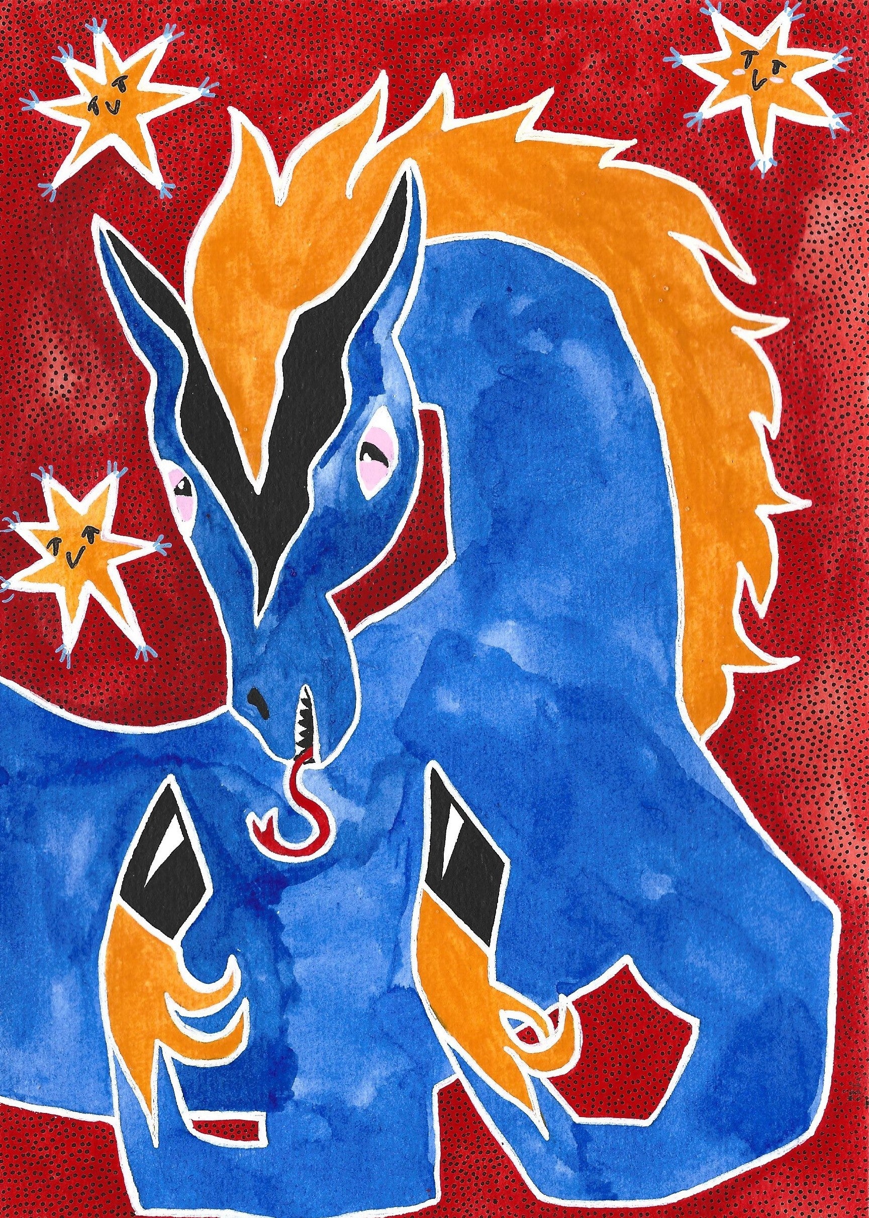 Blaues Pferdi