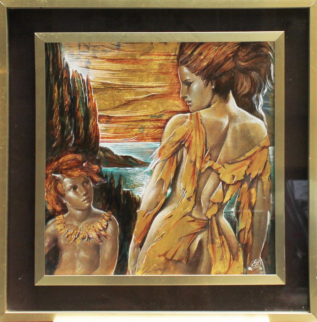 Mothe and child in a fantastic surrounding